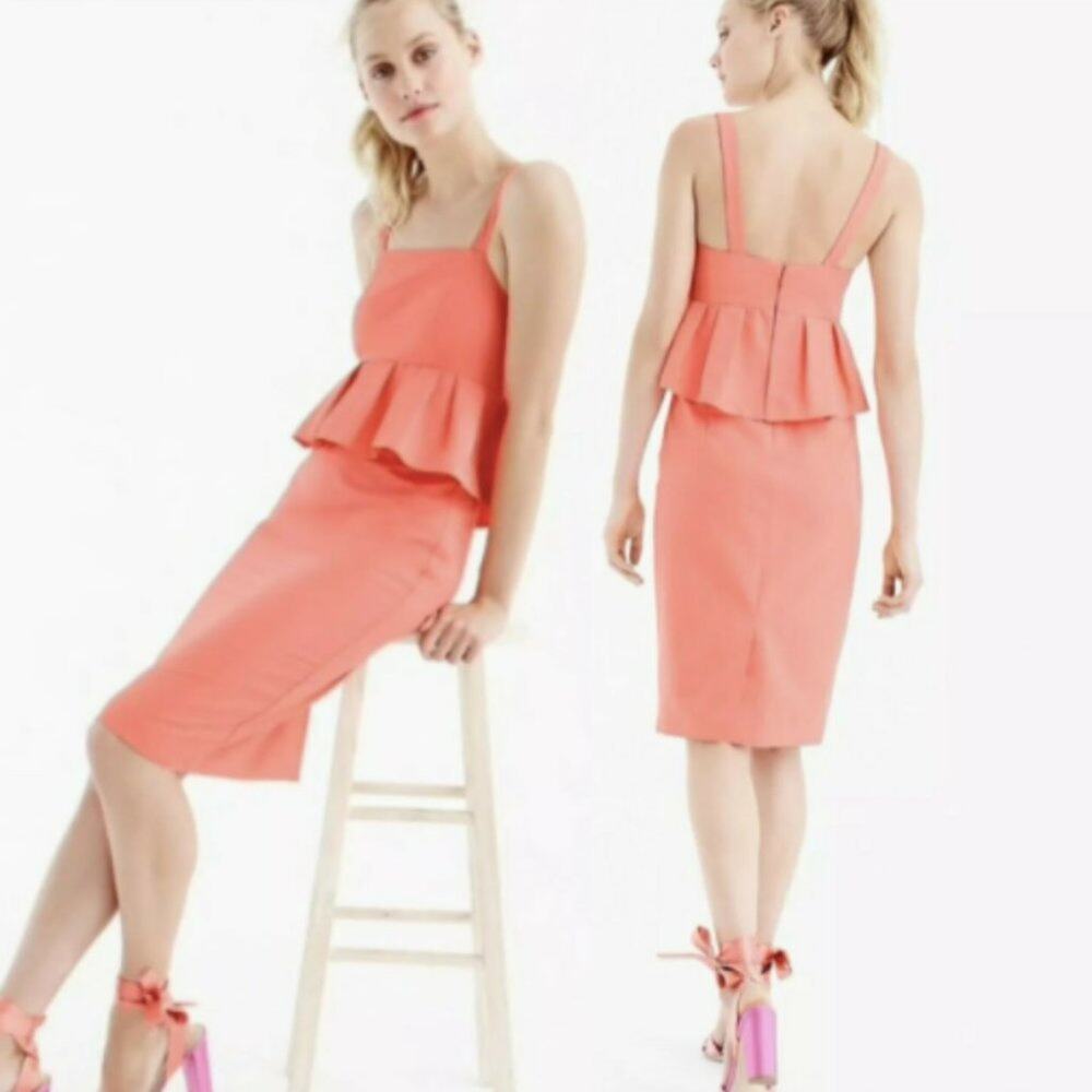 J. Crew Peplum Party Dress in Classic Faille Coral